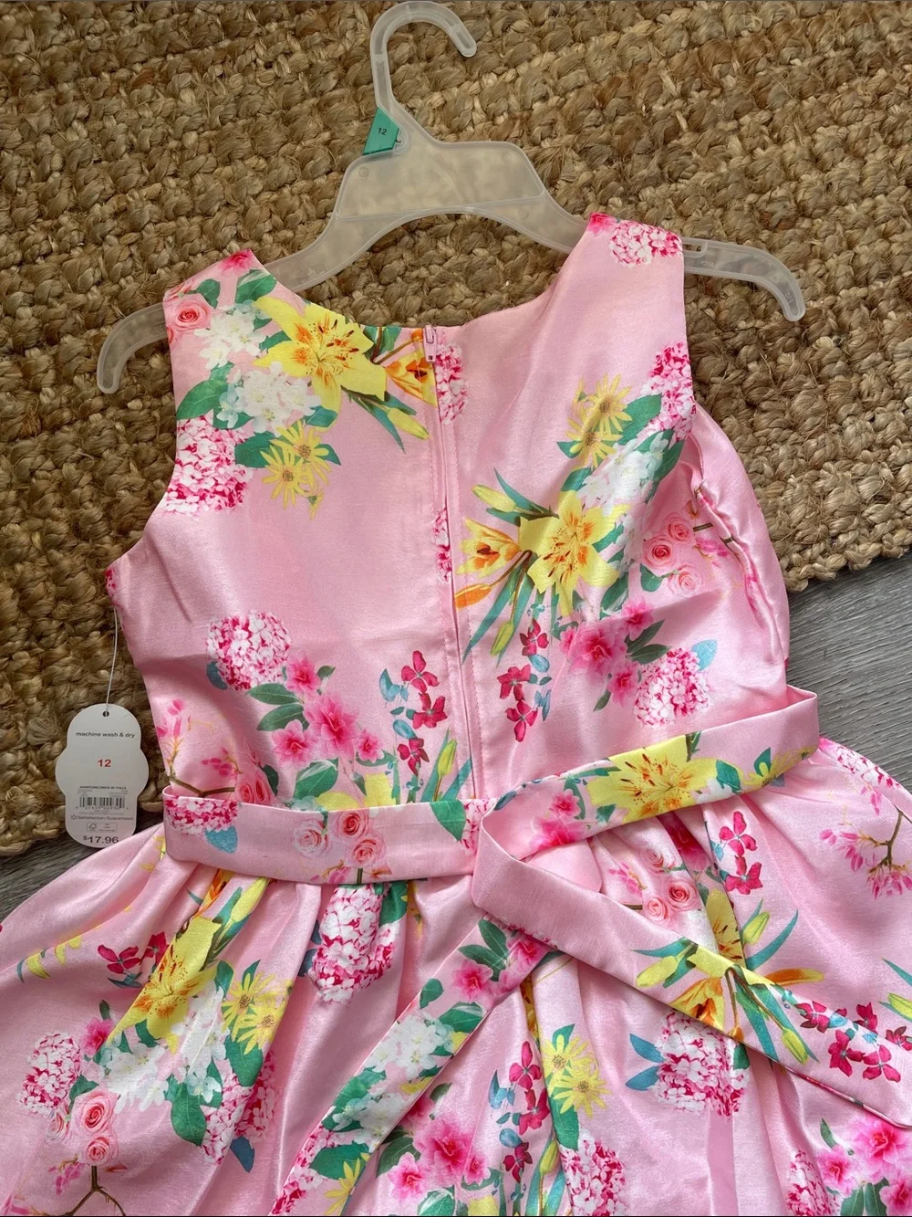 Girls Pink Floral Tiered Tulle Dress